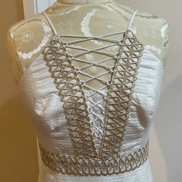 Lilly Pulitzer Trista Resort White Gold Lined Shift Sheath Dress 6 Zip Up NWT - Picture 12 of 17